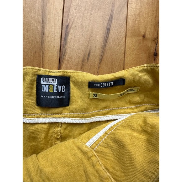 Anthropologie Maeve The Colette Shorts Mustard Yellow High Rise Utility Size 28 - Picture 6 of 6